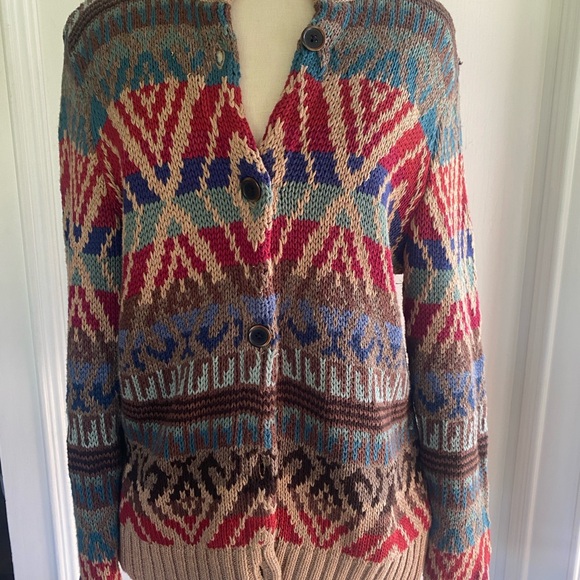 Ralph Lauren Southwestern cotton and linen cardigan size large - Picture 1 of 5